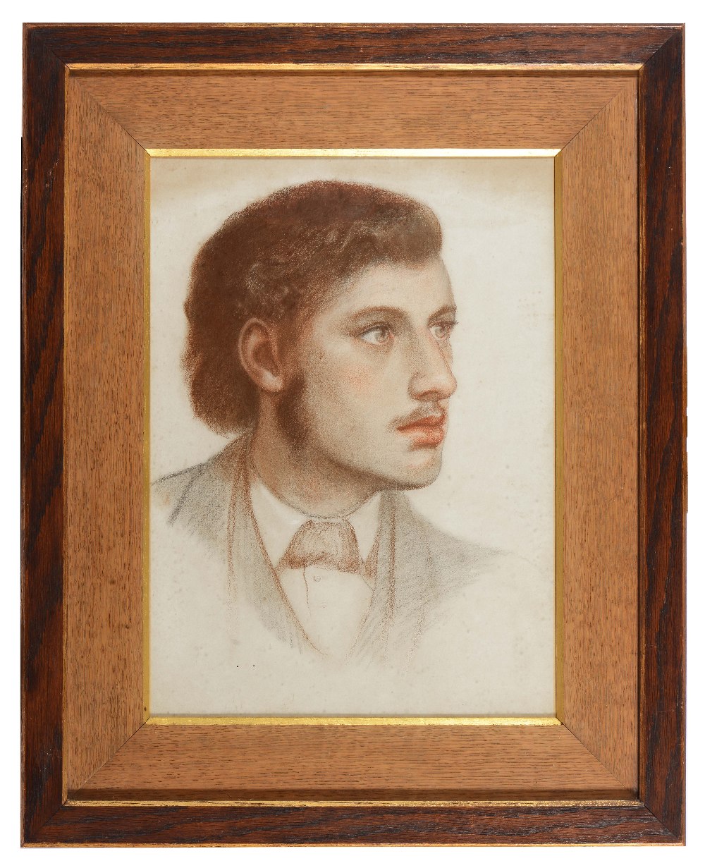 DANTE GABRIEL ROSSETTI (1828-1882) Portrait of George Gordon Hake, conté crayon, 43 x 31.5cm Exh: - Image 2 of 3