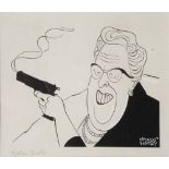 NICHOLAS BENTLEY (1907-1978) 'Agatha Christie', signed and titled, pen and ink cartoon, 13 x 15cm