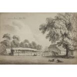 SAMUEL EVANS (1762-1835) Farmyard with resting cattle, signed and inscribed 'Eton 1807', pencil