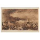 AFTER J.M.W. TURNER 'Devonport', sepia photogravure by Pellisier and Allen, 19 x 26cm and four