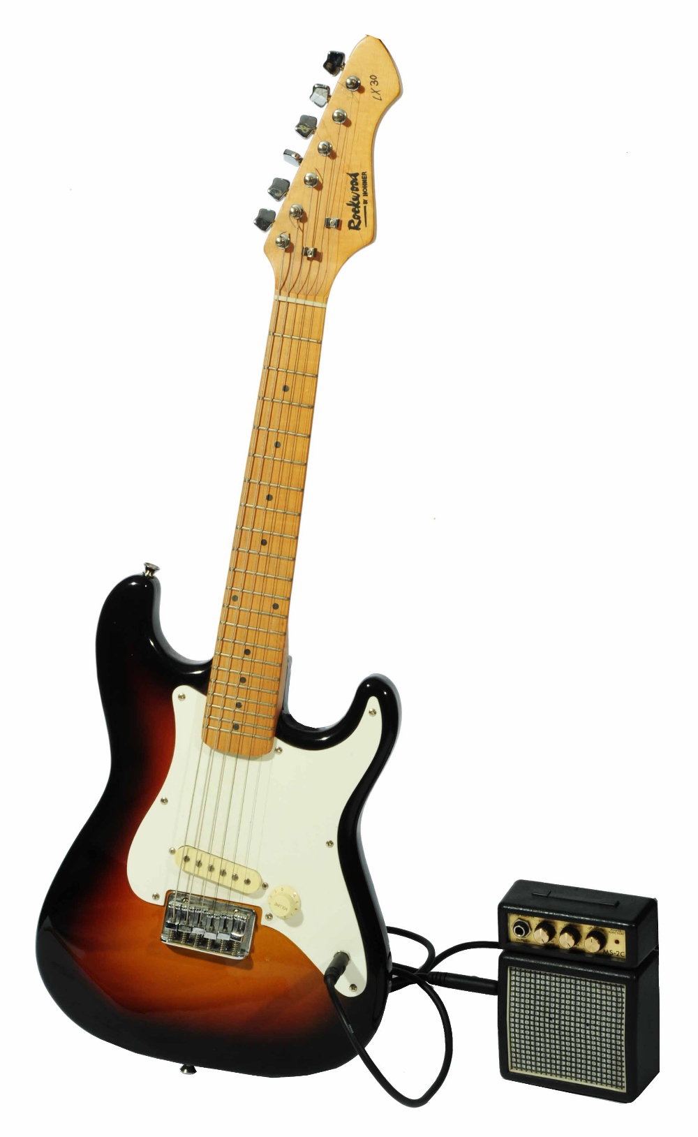 A HOHNER 'ROCKWOOD' LX30 3/4 SIZE ELECTRIC GUITAR, the finger board with sunburst finish, Serial No.