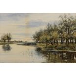 ROBERT WINTER (1872-1930) River landscape with distant church, signed watercolour, 35 x 52cm; and