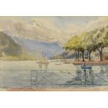 ERNEST HEBER THOMPSON (1891-1971) The Lake, Annecy, signed with initials, watercolour, 24 x 34cm