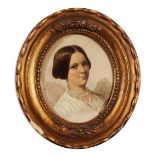 19TH CENTURY ENGLISH SCHOOL Head and shoulders portrait of Jenny Lind, oil on board, 14 x 11cm
