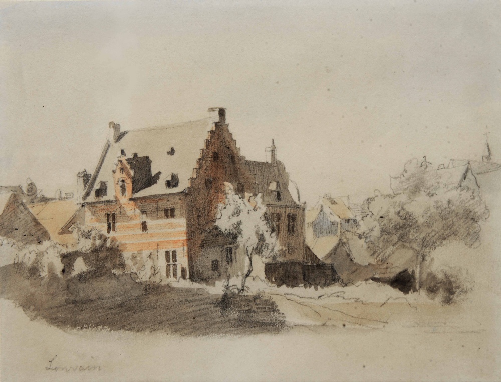 CHARLES WIRGMAN (1832-1891) 'Louvain', inscribed with title, pencil and colour washes, 11 x 15cm