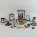A collection of 19th century and later silver and plated items, to include cutlery, a jug and bowl,