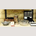 A collection of silver plated items,