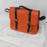 A Hills and Ellis orange leather bicycle satchel,