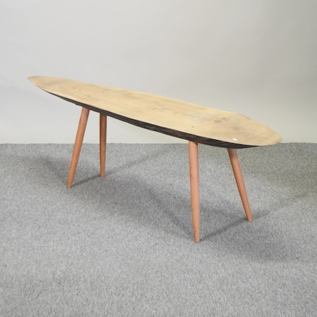 A rustic elm coffee table,