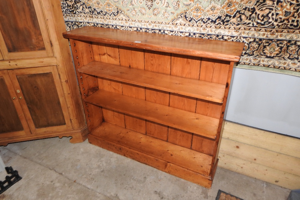 An antique pine dwarf open bookcase, - Image 2 of 12