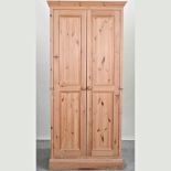 A pine double wardrobe,