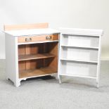 A pine and grey painted side cabinet, 79cm,