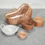 A collection of wicker baskets,