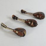 An early 20th century miniature model of a mandolin, 14cm,