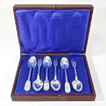 A harlequin set of six 19th century silver fiddle pattern coffee spoons,