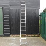 An aluminium extending ladder,