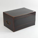 A 19th century mahogany box, containing a single drawer,