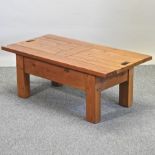 A pine coffee table,