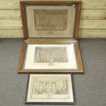 A collection of three 18th century French prints, largest,