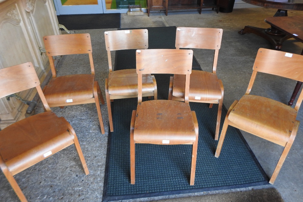 A set of six vintage bentwood school chairs - Image 3 of 10