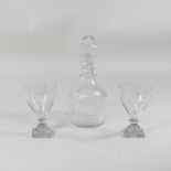 A pair of early 19th century etched glass rummers, inscribed with the initials MS,