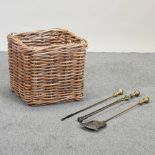 A wicker log basket, 52cm,