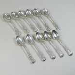 A set of eleven Victorian Scottish silver Kings pattern teaspoons, by James and William Marshall,