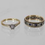 An 18 carat gold diamond ring, together with a full hoop eternity ring,