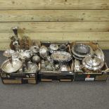 Three boxes of 19th century and later silver plated items,