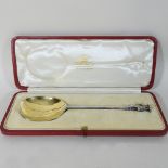 A replica 17th century silver and gilt apostle spoon, London 1973, 18cm long,