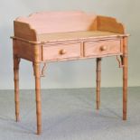 A pine washstand, with a gallery back, on simulated bamboo legs,