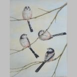 Robert Shepperson, 1955-2012, Long tailed tits, signed gouache,