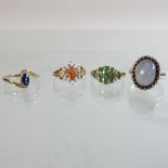 A collection of three various 9 carat gold rings,