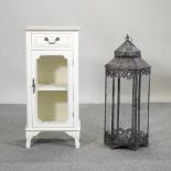 A French style cream painted glazed side cabinet, 47cm,