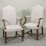 A pair of Georgian style cream upholstered Gainsborough armchairs