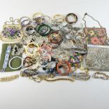 A collection of costume jewellery bracelets and bangles,