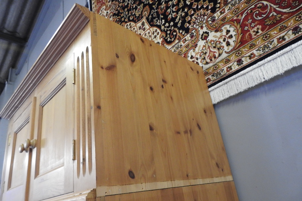 A modern pine double wardrobe, - Image 6 of 8