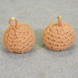 A pair of coir ball fenders,