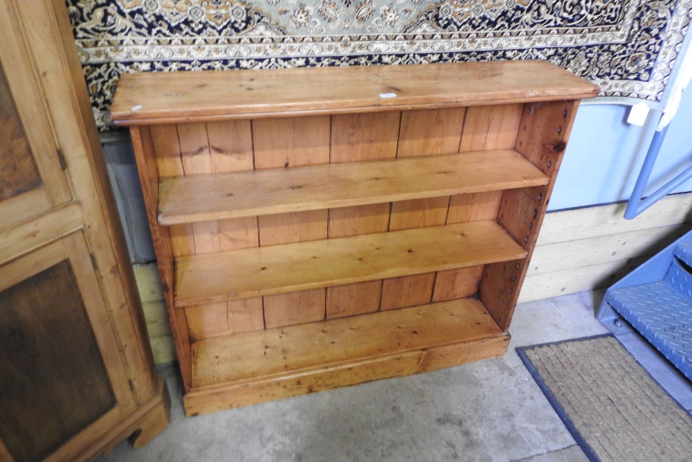 An antique pine dwarf open bookcase, - Image 4 of 12