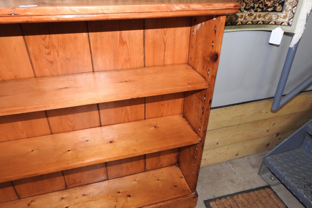 An antique pine dwarf open bookcase, - Image 9 of 12