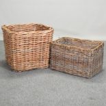 A wicker log basket, 58cm high,