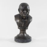A reproduction bronze bust of Winston Churchill,