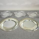 A set of three metal framed modern wall mirrors, 76cm diameter,