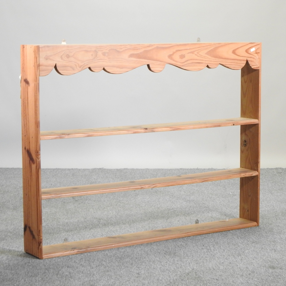 A pine wall hanging plate rack, 123cm, together with a white painted bedside cabinet, - Image 2 of 2