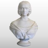 Thomas Duckett of Preston, (1804-1878) a 19th century carved marble portrait bust, of Mrs Baynes,