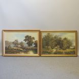 P Wilson, 20th century, country landscape, oil on canvas, 60 x 90cm, together with another,
