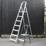 An aluminium step ladder, 196cm,