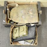 Two boxes of various clock parts