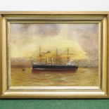 W Williams, 19th century, a British battleship off the coast, oil on canvas, signed and dated 1896,