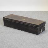 An antique tin military box, inscribed R.K. Stewart Esq.